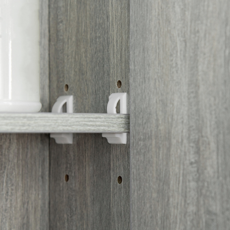  Dulap cu Oglinda, 4 Sectiuni, cu Rafturi Reglabile, din Lemn si Sticla, 90x15x75 cm, Gri [7]