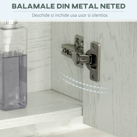  Dulap cu oglinda cu raft reglabil, MDF Sticla 90x15x75cm, Alb [4]