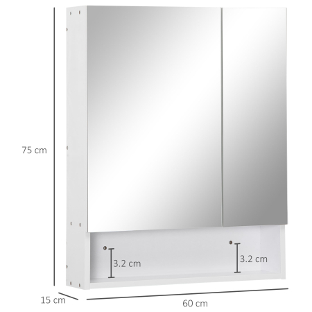  Dulap cu oglinda dreptunghiulara din MDF si Sticla, 60x15x75cm, Alb [2]