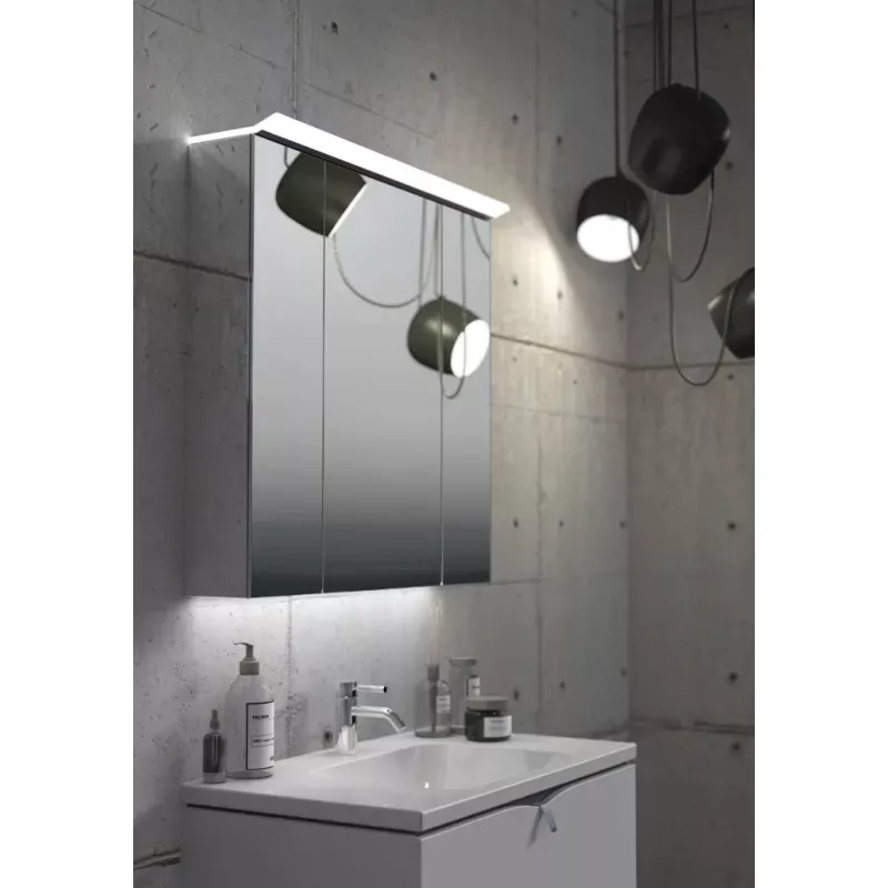 Dulap cu oglinda Oriston Neo, 80 x 70 x 13.5 cm, mat, gri, 00-SGL3D-80-99 [1]