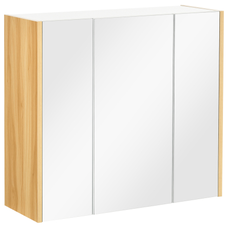 Baie -  Dulap cu Oglinda pentru Baie, 3 Usi, Rafturi Reglabile, 68x22x60cm, Alb