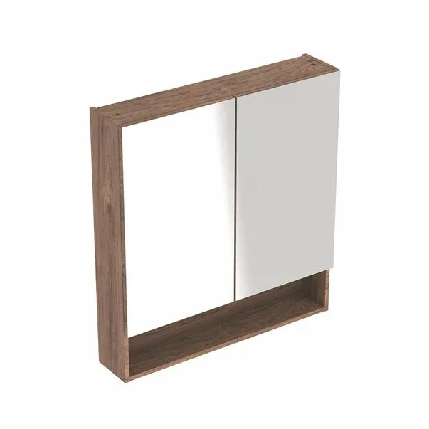 Mobilier pentru baie - Dulap cu oglinda suspendat Geberit Selnova Square nuc 2 usi 79 cm