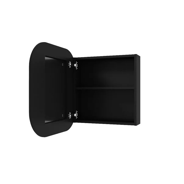 Mobilier pentru baie - Dulap cu oglinda suspendat negru mat Defra MO-RE 60 cm cu o usa