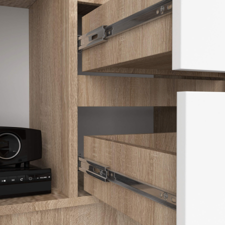 Dulap cu usa, 2 sertare si 7 rafturi, PAL laminat 16 mm, 80x35x180 cm, sonoma si alb [4]