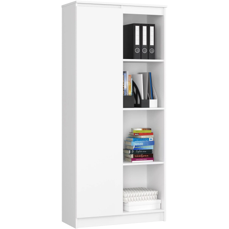 Dormitor & birou - Dulap cu usa si 8 etajere, PAL laminat 16 mm, 80x35x180 cm, alb