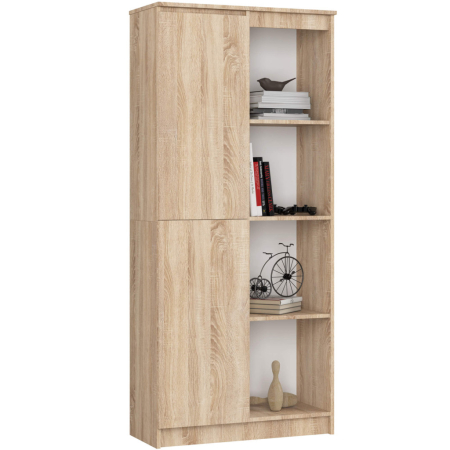 Dormitor & birou - Dulap cu usa si 8 etajere, PAL laminat 16 mm, 80x35x180 cm, stejar sonoma