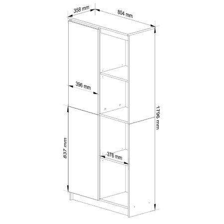 Dulap cu usa si 8 etajere, PAL laminat 16 mm, 80x35x180 cm, stejar sonoma [3]
