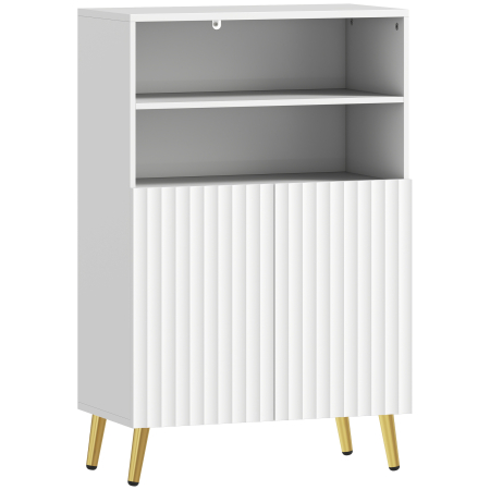 Baie -  Dulap de Baie cu 2 Rafturi Deschise si Dulap, Dulap Compact cu Usi Amortizate, Raft Reglabil, pentru Bucatarie Living, 60x31.8x93 cm, Alb