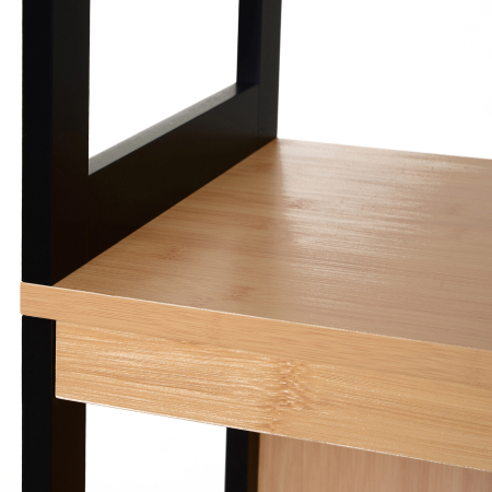  Dulap de baie cu 2 sertare si 3 compartimente deschise, mobilier baie din lemn MDF si bambus 30x30x144,3 cm, culoare lemnului [8]