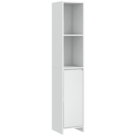 Baie -  Dulap de Baie cu Dulapior si 2 Compartimente Deschise, Mobilier Baie cu Spatiu de Depozitare, 30x30x160 cm, Alb