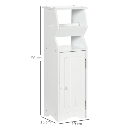  Dulap de Baie cu Economie de Spatiu din MDF Alb cu Compartiment pentru Hartia Igienica si Dulapior, 19x15x56 cm [2]