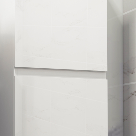 , Dulap de baie, cu Finisaj Lucios, Panou de PAL, 35x25x120 cm, Alb [8]