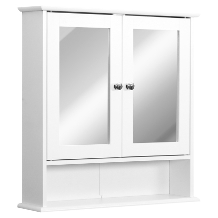 Mobilier pentru baie -  dulap de baie cu oglinda, 56x13x58 cm, alb