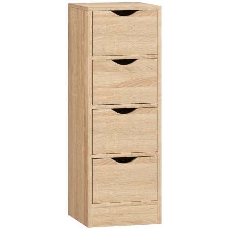 Baie -  Dulap de Baie Economisitor de Spatiu cu 4 Sertare si Manere Sculptate Stil Nordico, 29x29x83 cm, Lemn Natural