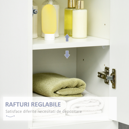  Dulap de baie inalt cu rafturi reglabile, lucios, alb [6]
