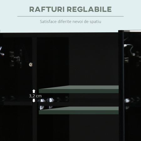 Dulap de Baie LED cu Oglinda , Dulap Suspendat cu 3 Usi, Rafturi Reglabile, Functie Memorie & incarcare USB [5]