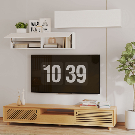  Dulap de Baie Montat pe Perete, Dulap Suspendat Modern cu Usa Soft Close, 2 Compartimente si Raft Reglabil, Economisire Spatiu, 120x23x30 cm, Alb [6]