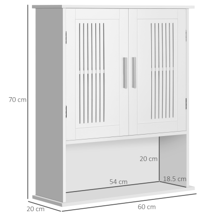  Dulap de baie suspendat dimensiuni reduse cu dulap si raft, 60x20x70cm - alb [2]