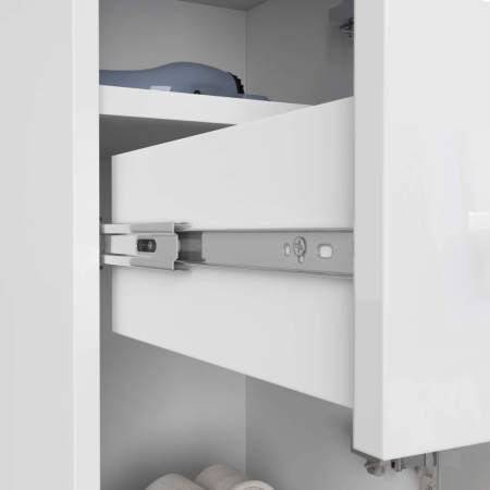 Dulap de baie tip baza, cu 2 usi si sertar, PAL 16 mm, 30x30x85 cm, alb lucios [5]