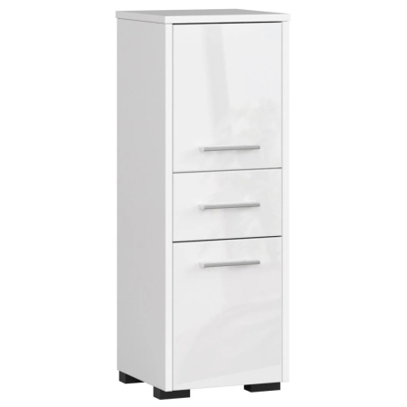 Mobilier pentru baie - Dulap de baie tip baza, cu 2 usi si sertar, PAL 16 mm, 30x30x85 cm, alb lucios