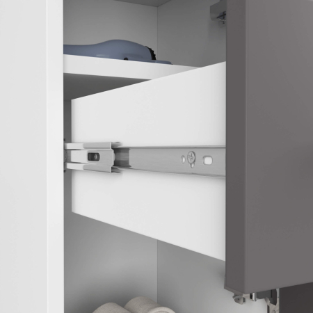 Dulap de baie tip baza, cu 2 usi si sertar, PAL 16 mm, 30x30x85 cm, alb si gri [3]