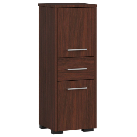 Mobilier pentru baie - Dulap de baie tip baza, cu 2 usi si sertar, PAL 16 mm, 30x30x85 cm, maro wenge