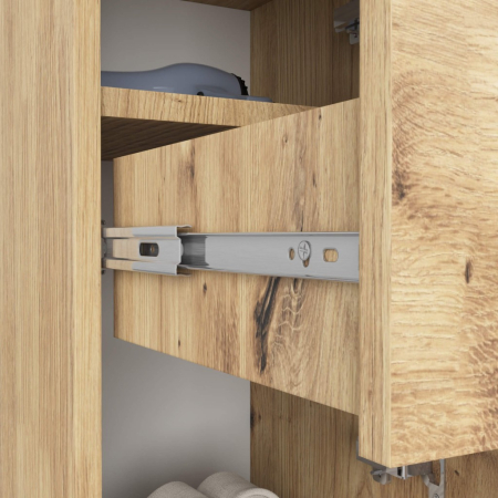 Dulap de baie tip baza, cu 2 usi si sertar, PAL 16 mm, 30x30x85 cm, stejar artisan [3]