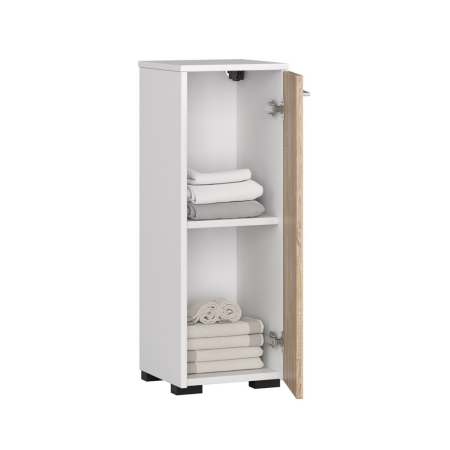 Dulap de baie tip baza, cu usa reversibila si raft interior, PAL 16 mm, 30x30x85 cm, alb si sonoma [1]