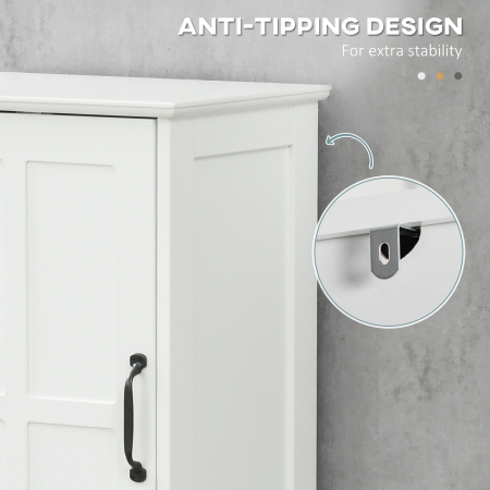  Dulap de Baie Tip Coloana din Lemn cu Raft Deschis, Sertar si 2 Dulapuri, 40x30x164 cm, Alb [5]