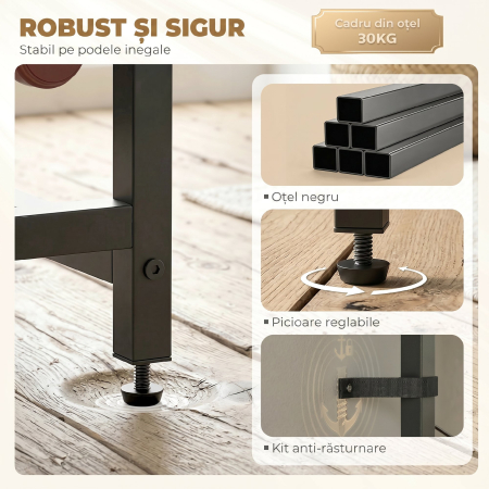  Dulap de Bar, Mobilier de Bar cu Sertar si Suport pentru Pahare, Maro Rustic [6]