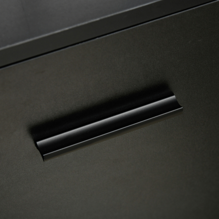  Dulap de Birou cu 2 Sertare pentru Dosare si Rafturi Deschise din PAL, Manere din Otel, Roti cu Blocare, 80x40x66cm, Negru [8]