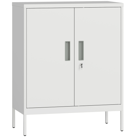 Dulapuri birou -  Dulap de Birou din Otel cu 2 Rafturi Reglabile, incuietoare si 2 Chei, 80x40x100 cm, Alb