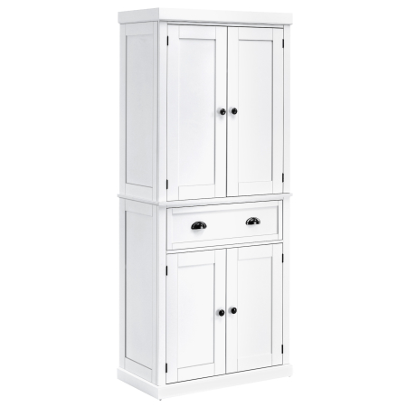 Bucatarie -  Dulap de bucatarie cu dulap superior si inferior si sertar central din MDF, placi aglomerate si metal, 76x40,5x184cm, alb