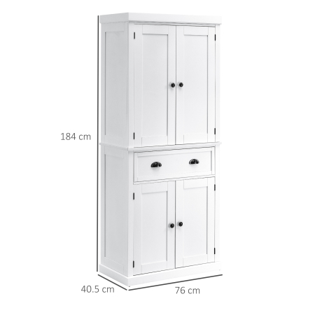 Dulap de bucatarie cu dulap superior si inferior si sertar central din MDF, placi aglomerate si metal, 76x40,5x184cm, alb [2]