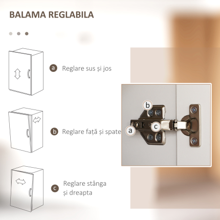  Dulap de Bucatarie din Lemn cu 5 Rafturi Reglabile si 4 Usi, 60x30x170.5 cm, Alb si culoare Lemn [6]
