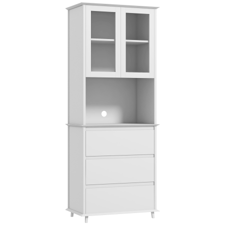 Dulapuri si rafturi depozitare -  Dulap de Bucatarie inalt cu Dulap Superior pe 2 Niveluri si 3 Sertare, din MDF, 68x38x172 cm, Alb
