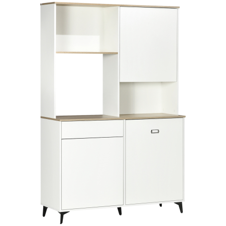 Bucatarie -  Dulap de bucatarie independent, dulap de depozitare modern, dulap pentru microunde cu usi si rafturi reglabile, 180 cm, alb