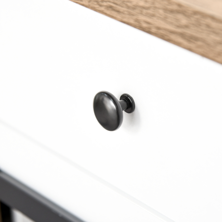  Dulap de Bucatarie Rustic cu 2 Sertare, Rafturi Deschise si Suport pentru Sticle, din Lemn si Metal, 80x39x86 cm [8]