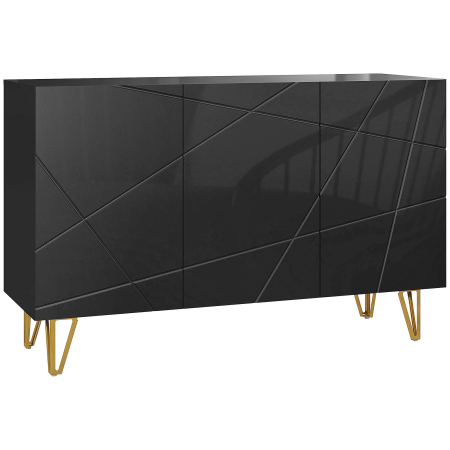 Bucatarie -  Dulap de Depozitare, 120x40x75 cm, Negru si Auriu