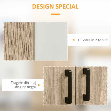  Dulap de Depozitare 4 Usi si 4 Rafturi Reglabile 80x40x182 cm⁠ - Crem/Alb [5]