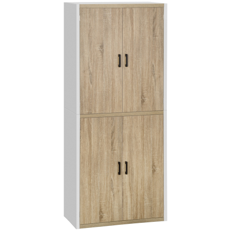Bucatarie -  Dulap de Depozitare 4 Usi si 4 Rafturi Reglabile 80x40x182 cm⁠ - Crem/Alb