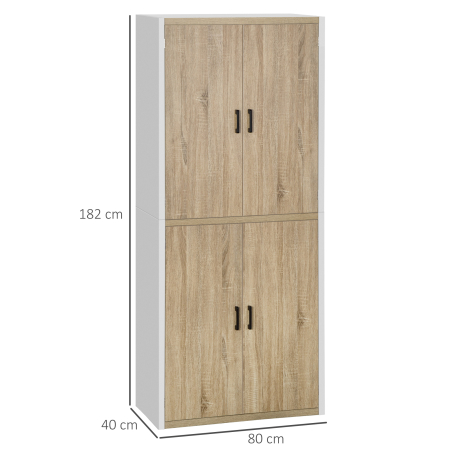  Dulap de Depozitare 4 Usi si 4 Rafturi Reglabile 80x40x182 cm⁠ - Crem/Alb [2]
