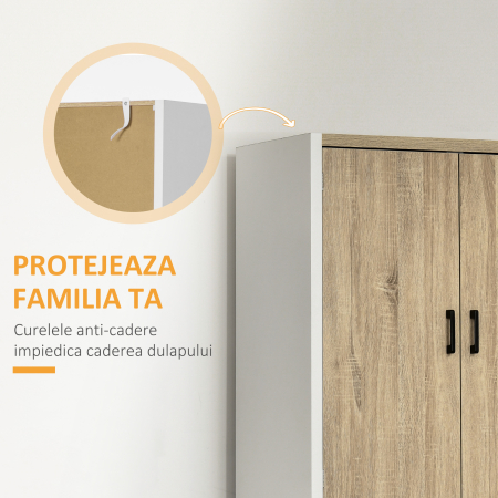  Dulap de Depozitare 4 Usi si 4 Rafturi Reglabile 80x40x182 cm⁠ - Crem/Alb [6]
