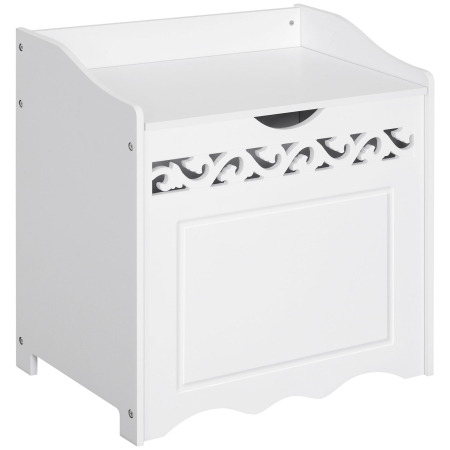 Living & hol -  Dulap de depozitare alb cu model sculptat - mobilier pentru lenjerii, haine si jucarii 55×34×58 cm