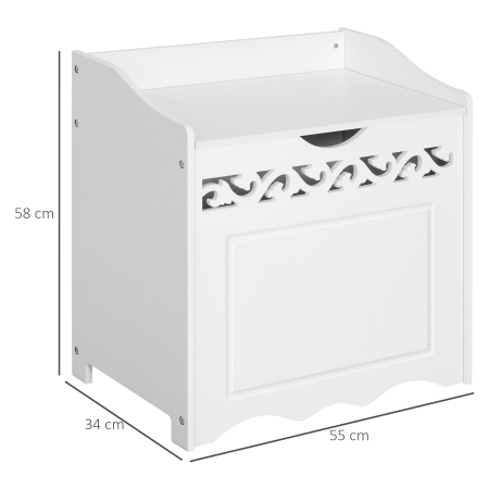 Dulap de depozitare alb cu model sculptat - mobilier pentru lenjerii, haine si jucarii 55×34×58 cm [2]