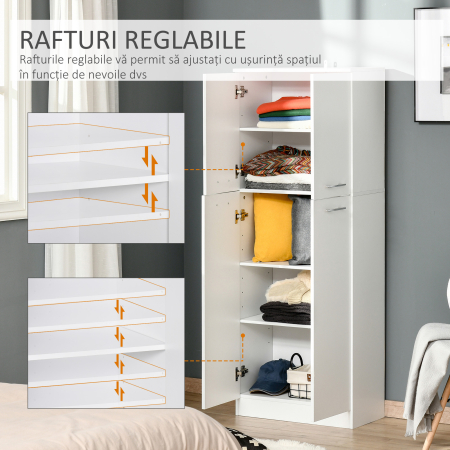  Dulap de depozitare, cu 2 compartimente si rafturi reglabile pentru dormitor living birou, 59×31×155 cm [5]