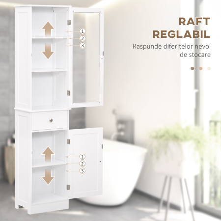 Dulap de depozitare multifunctional  cu usi si rafturi - Alb, pentru baie, bucatarie, living sau birou [5]