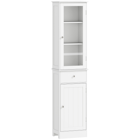 Baie - Dulap de depozitare multifunctional  cu usi si rafturi - Alb, pentru baie, bucatarie, living sau birou