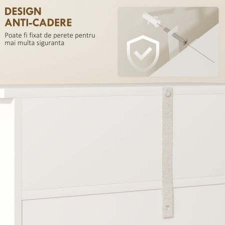  Dulap de Depozitare Organizator Independent pentru Baie de Podea cu 2 Usi, 2 Sertare si Raft Reglabil, Alb [6]