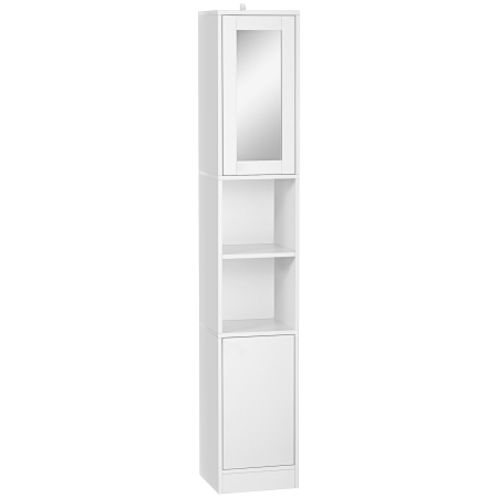Mobilier pentru baie -  Dulap de depozitare pentru baie inalt cu oglinda, cu rafturi reglabile